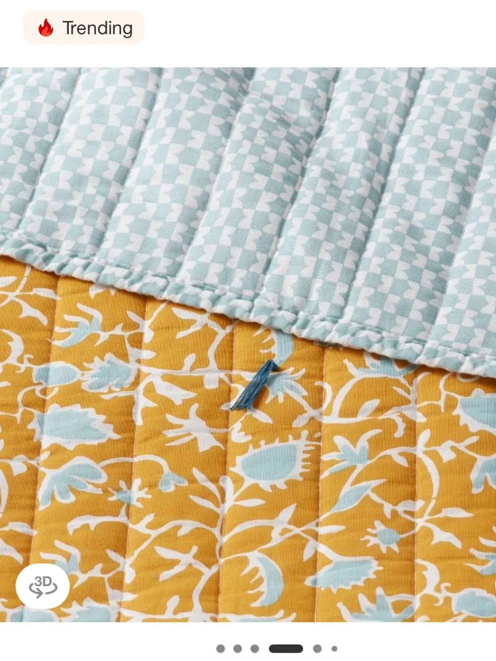 Threshold F/Q 3-Piece Set , Earthy Vines Mustard Yellow/ Teal Blue Set